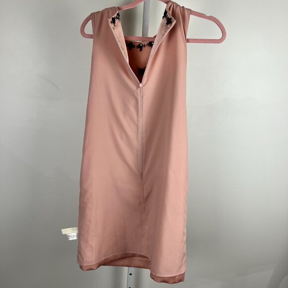 Ann Taylor Bejeweled Blush Pink Satin Shift Dress Wedding Guest Royalty Size 2 - Picture 14 of 16